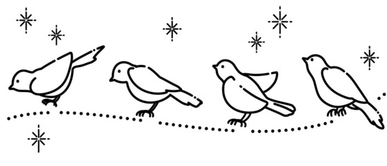 シンプルで可愛い小鳥のイラスト（モノクロ線画）