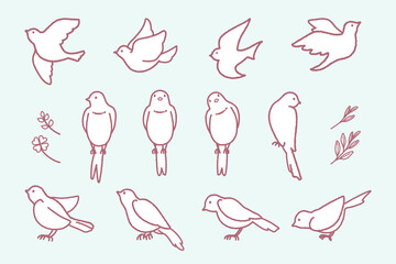 シンプルで可愛い小鳥のイラスト（ペン画風）