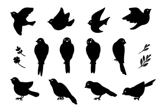 シンプルで可愛い小鳥のイラスト シルエット Stock Vector Adobe Stock