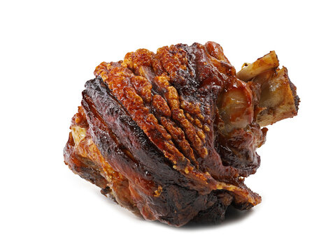 grilled crusty pork knuckle isolated on white background