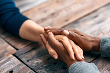 I find comfort in being with you. Cropped shot of two unrecognizable people holding hands. - Powered by Adobe
