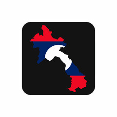 Laos map silhouette with flag on black background