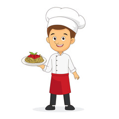 Italian Cuisine Chef Cartoon Pasta