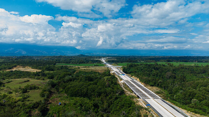 Fototapeta na wymiar Photo of the Sigli Banda Aceh (Sibanceh) Toll Road, the first toll road in Aceh province, this toll road serves as a link between cities within the province.
