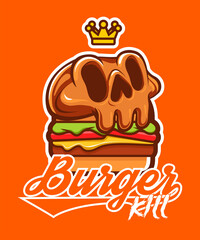 skull head burger character with crown