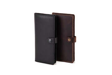 Handmade Genuine Men's Leather wallet, credit card holder, white background