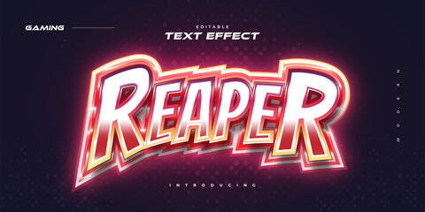 Red E-sport Text Style with Glowing Neon Effect. Editable Text Effect in E-sport Style - obrazy, fototapety, plakaty