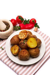 Plate of Baked potato isolated on white background