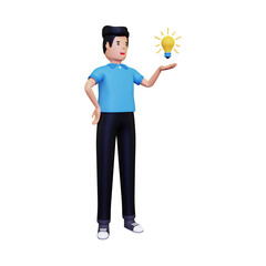 Man doing brainstorming. isolated on a white background. 3d illustration