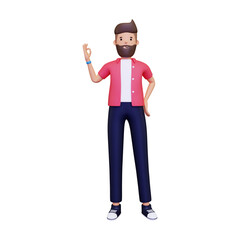 Man showing super hand gesture. isolated on a white background. 3d illustration