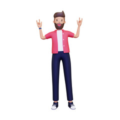 Happy man showing party pose. isolated on a white background. 3d illustration