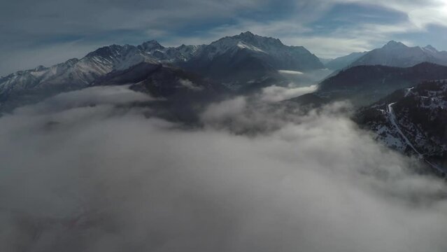 Caucasus, Ossetia. Alagir Gorge. Clouds and mountains.