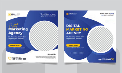 Digital marketing agency social media post and corporate web banner template