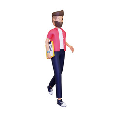 Man walking with notes. isolated on a white background. 3d illustration