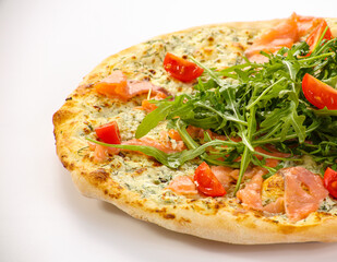 Italian Pizza with salmon and cheese