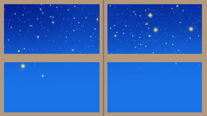 幻想的で絵本風な星空の見える窓（グラデ）