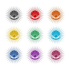 Open shell with pearl icon, color set