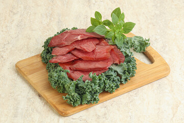 Sliced dried duck breast magret