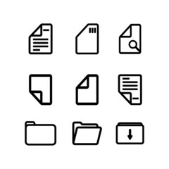 Line icon set. file icon, document, download, file search. photo gallery vector illustration.