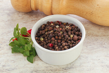 Peppercorn mix heap in the bowl