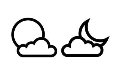 Weather icons with clouds, moon and sun