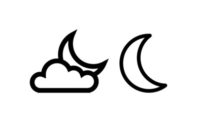 Fototapeta na wymiar Weather icons with clouds, moon and sun