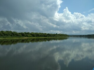 River after rain. Oka river, Moscow region, Russia