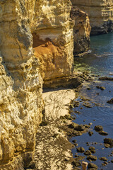 Panoramic view with Cliff, rocks and small beach at Ponta da Piedade near Lagos, Algarve, Portugal