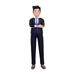 Businessman standing with folded hands. isolated on a white background. 3d illustration