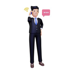 Businessman talking on phone. isolated on a white background. 3d illustration