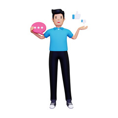 man giving feedback. isolated on a white background. 3d illustration