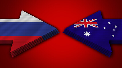 Australia vs Russia Arrow Flags – 3D Illustration