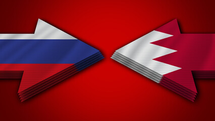 Bahrain vs Russia Arrow Flags – 3D Illustration
