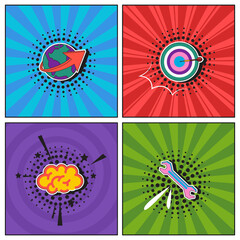 Hand drawn flat trendy cartoon elements collection Big data
