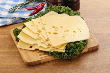 Sliced maasdam cheese for breakfast