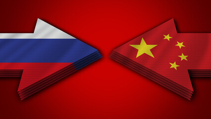 China vs Russia Arrow Flags – 3D Illustration
