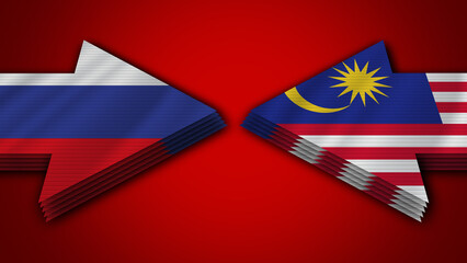 Malaysia vs Russia Arrow Flags – 3D Illustration