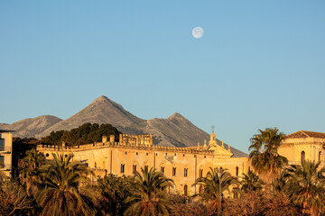 Sunrise over the coast of Sicily at Palermo in Spring in Italy, Europe