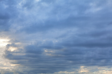 Sky only in blue tone . Heaven covered by clouds