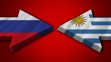 Uruguay vs Russia Arrow Flags – 3D Illustration