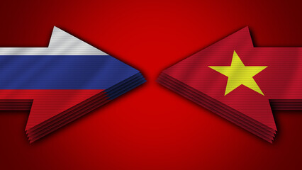 Vietnam vs Russia Arrow Flags – 3D Illustration