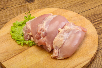 Raw chicken boneless and skinless leg