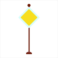 Road sign. Direction signs on a metal stand, a blank sign and a guide sign. Vector illustration isolated on white background