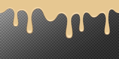 Melted chocolate seamless. Seamless dripping melted white or milk chocolate. Vector illustration