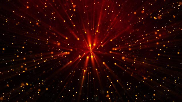 Magic Gold Particles And Star. Looped Background