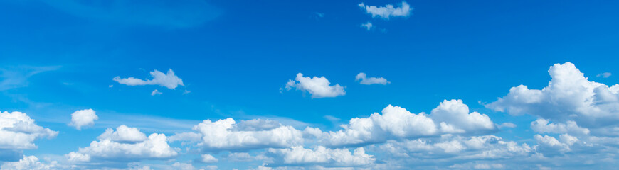 blue sky with clouds.panoramic blue sky background with small clouds.