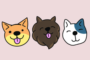 Obraz premium Set Cute Puppy Puppies Dog Pet Cartoon illustration