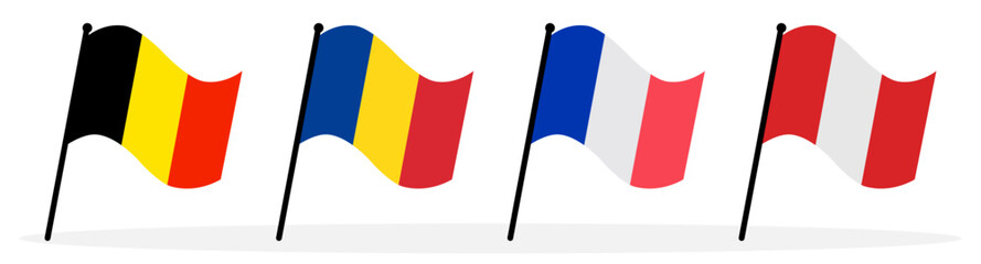 Vector Illustration Giant European Flag Set With Europe Country Flags.