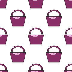 Seamless pattern with the image of a fashionable violet bag. Vector illustration.