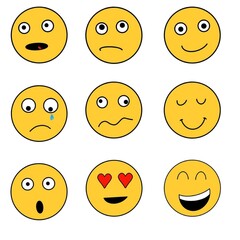 Fototapeta premium A large number of beautiful simple emoji.